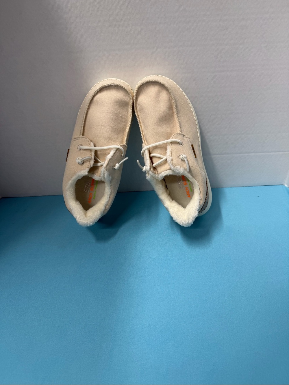 Faux-Shearling Lined Ankle Booties in Cream